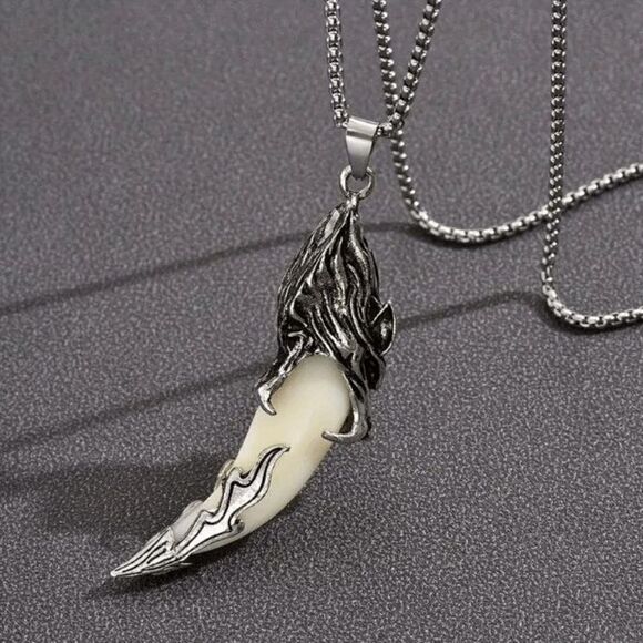 Wolf Tooth Titanium Steel Pendant Necklace - Picture 2 of 6